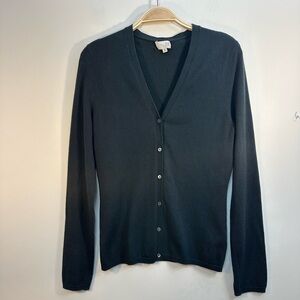 TSE 100% Cashmere Cardigan Sz M Dark Gray Classic Fit V Neck Long Sleeve